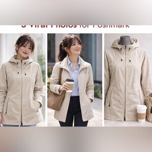 Kristen Blake Light Beige Zip-Front Trench Jacket